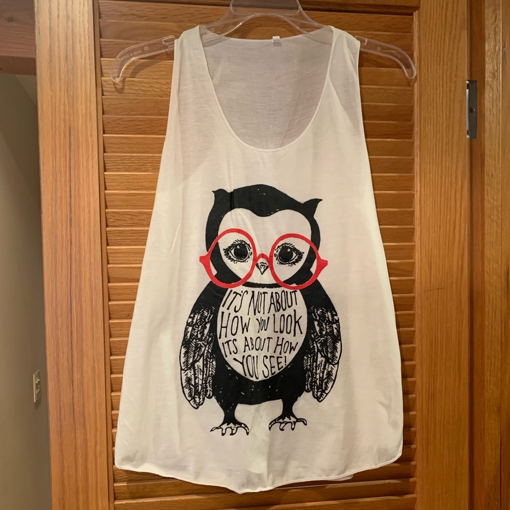Owl with glasses tank top